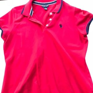 Red polo shirt